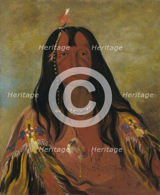 H'co-a-h'co-a-h'cotes-min, No Horns on His Head, a Brave, 1832. Creator: George Catlin.