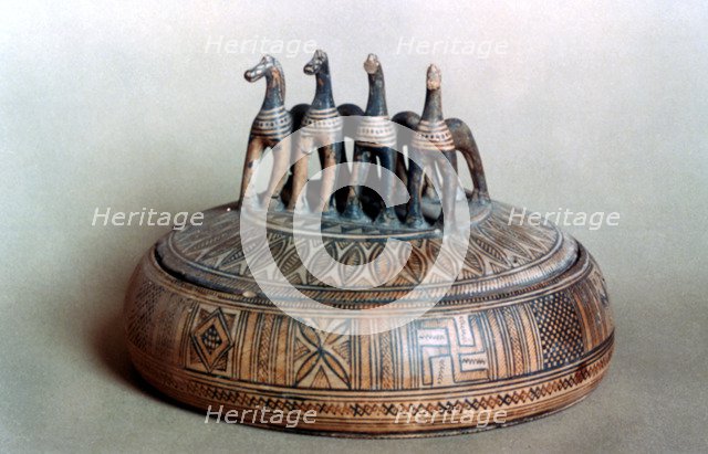 Greek pyxide, 9th-8th century BC. Artist: Unknown