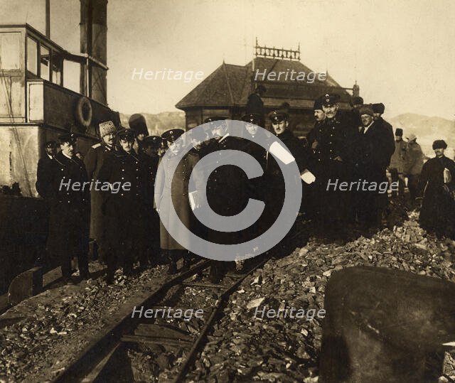 Work Inspection of the Vladivostok Commercial Port by the Maritime Governor-General..., 1917. Creator: Unknown.