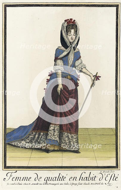 Recueil des modes de la cour de France, 'Femme de Qualité en Habit d'Esté', between c1682 and c1688. Creator: Nicolas Arnoult.