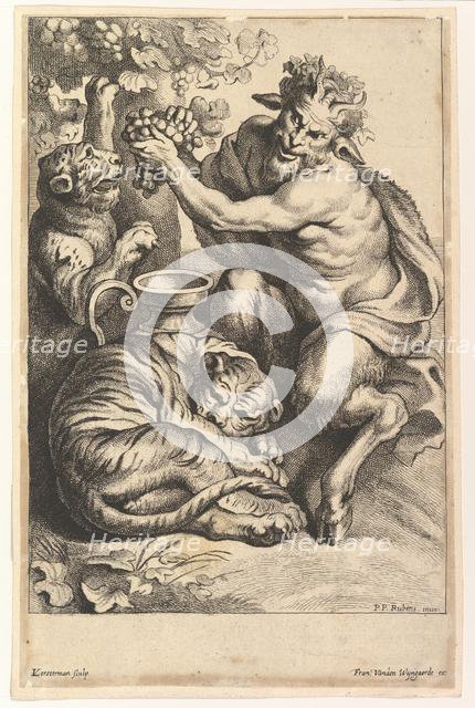 Satyr with Grapes and Two Tigers, 1614-1679. Creator: Lucas Vorsterman II.