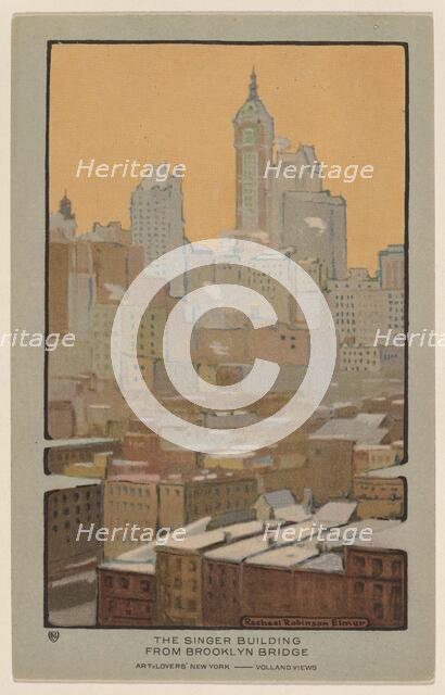 The Singer Building from Brooklyn Bridge, 1914. Creator: Rachael Robinson Elmer.