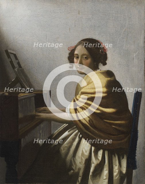 A Young Woman seated at a Virginal, c. 1670. Artist: Vermeer, Jan (Johannes) (1632-1675)