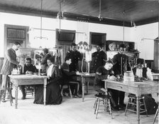 Class in capillary physics at Hampton Institute, Hampton, Virginia, 1899 and 1900. Creator: Frances Benjamin Johnston.
