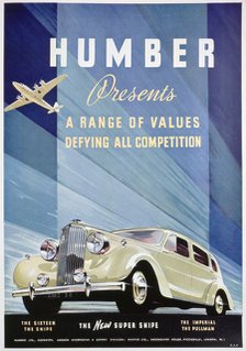 Advert for Humber motor cars, 1938. Artist: Unknown