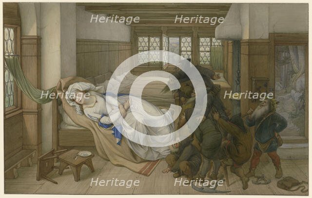 The dwarfs find Snow White asleep, 1874. Creator: Steinle, Edward von (1810-1886).