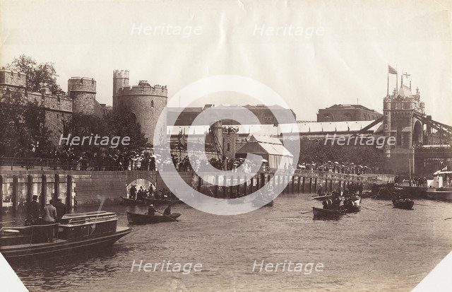 View of part of Tower Bridge from the River Thames, London, 1894. Artist: Unknown