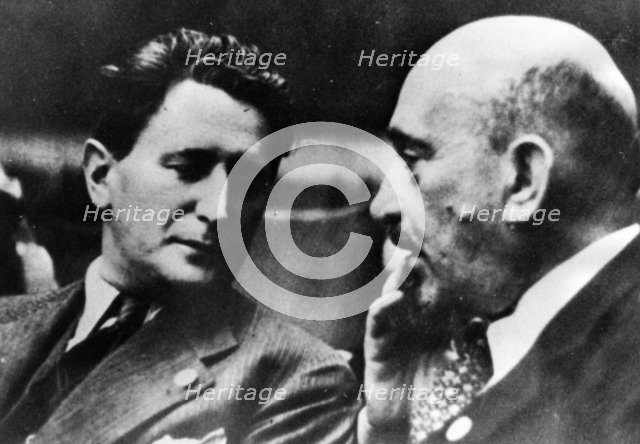 Nahum Goldmann (1894-1982), and Chaim Weizmann (1874-1952), Zionist and World Jewish Leaders. Artist: Unknown