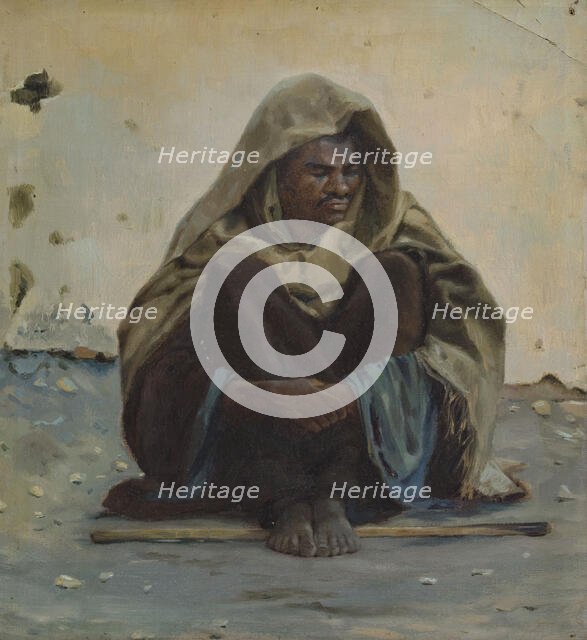 Arab seated from the front, c.1891. Creator: Henry Brokman.