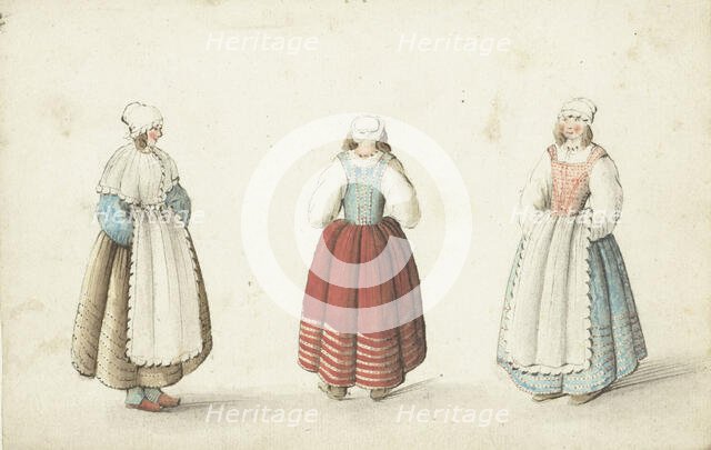 Three women standing, c.1646-c.1654. Creator: Gesina ter Borch.