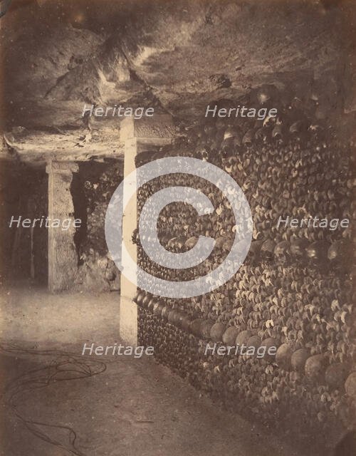 Catacombs, Paris, April 1862. Creator: Nadar.