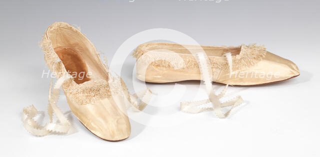 Evening slippers, British, 1845-65. Creator: Hobbs.