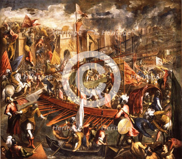 The capture of Constantinople by the Crusaders  , c1587. Creator: Palma il Giovane, Jacopo, the Younger (1544-1628).