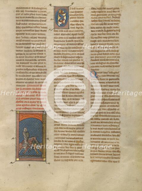 Lancelot Fighting a Knight on a Bridge, about 1320-1340. Creator: Unknown.