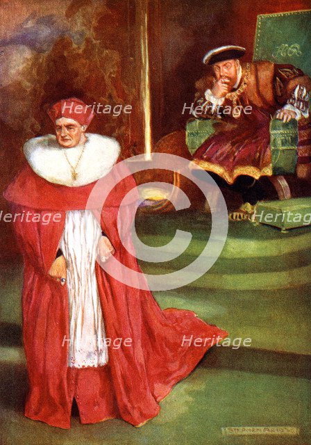 Wolsey's interview with King Henry VIII, (1909).Artist: Stephen Reid