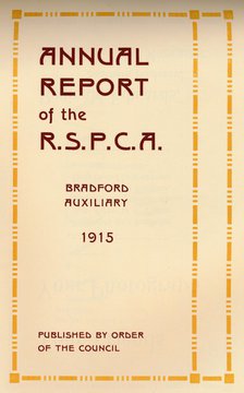 'Annual Report of the R.S.P.C.A.', 1916. Artist: Unknown.