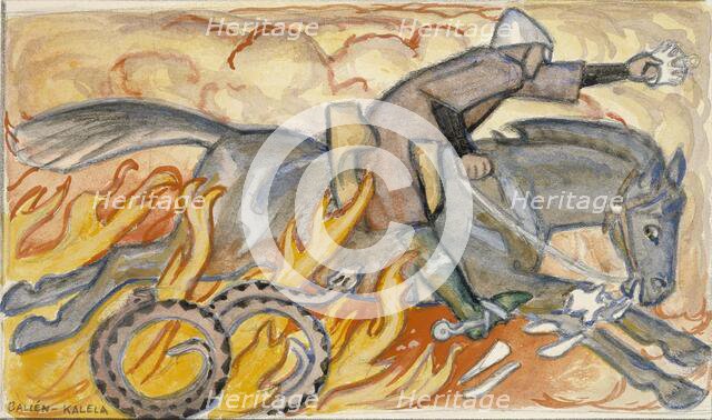 The Knight and the Snake King, Illustrated by the Seven Brothers, 1907. Creator: Akseli Gallen-Kallela.