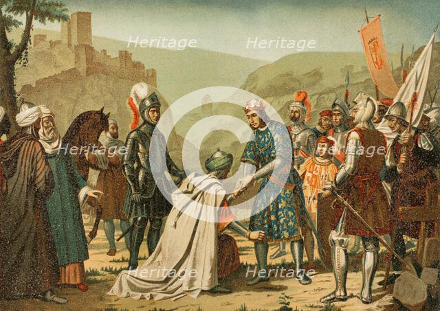 Taking of Loja by King Ferdinand the Catholic, (1452-1516), in 1486, Granada War, (1482-1492), 1890. Creator: Unknown.