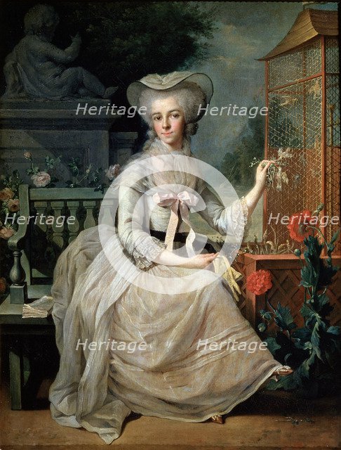'Young Lady at a Cage', 1784. Artist: Jean-Baptiste Charpentier the elder