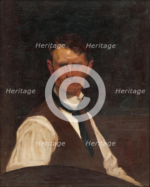 Self-Portrait in a White Shirt, 1910-1915. Creator: Eduard Putra.