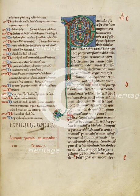 Decorated Initial P; New Testament (with Canons of Priscillian), about 1170. Creator: Unknown.