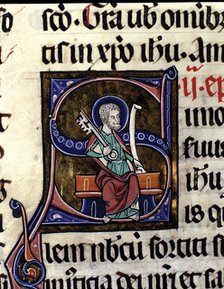  'San Pedro as a guard carrying the key to the Kingdom of Heaven' Illuminated capital letter of '…