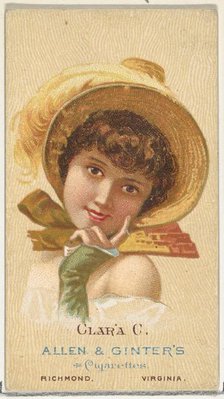 Clara C., from World's Beauties, Series 2 (N27) for Allen & Ginter Cigarettes, 1888., 1888. Creator: Allen & Ginter.