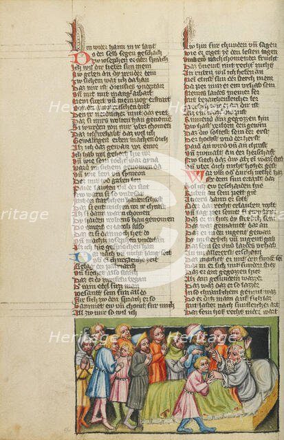 Jacob Blessing Joseph's Sons; Weltchronik, about 1400-1410. Creator: Unknown.