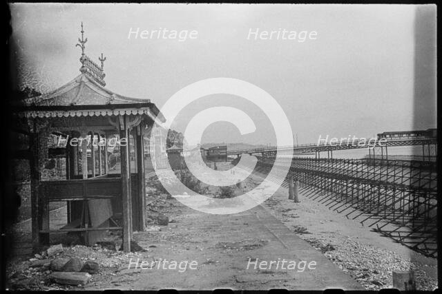View along the Esplanade from beside a shelter, showing Admiralty scaffolding, Shanklin, IoW, 1945. Creator: George R Long.