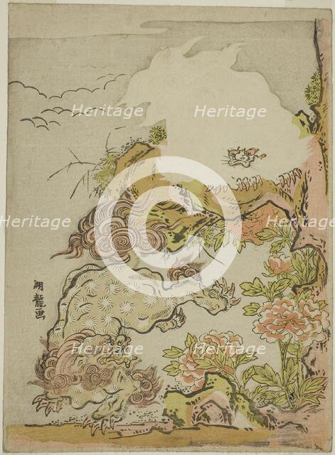 Chinese Lions and Peonies, c. 1772. Creator: Isoda Koryusai.