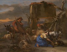 Pastoral Scene with a Shepherdess Milking a Goat, 1665/70. Creator: Nicolaes Berchem.