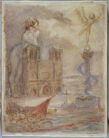 Notre Dame of Paris, 1904. Creator: Adolphe Willette.