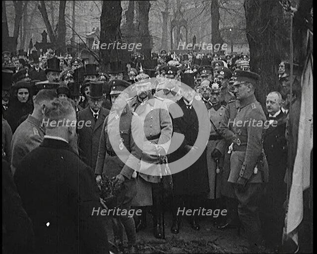 Paul von Hindenburg, President of Germany, Paying His Respect at the Funeral of..., 1925. Creator: British Pathe Ltd.