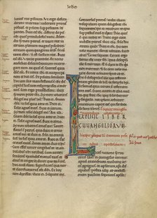 Initial L: Saint Luke as the Ox; New Testament (with Canons of Priscillian), about 1170. Creator: Unknown.