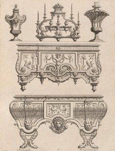 Plate from Ornament Designs Invented by J. Berain (page 71), late 17th-early 18th century. Creator: Jean Berain.