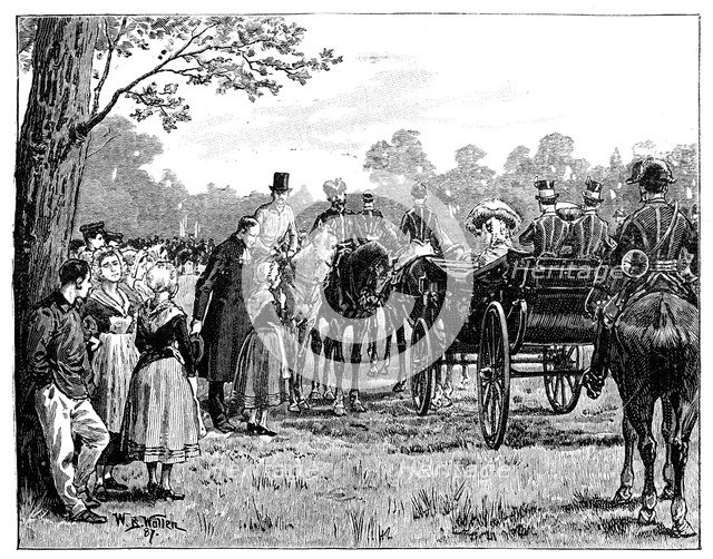 The Queen at the Fete in the Forest of St Germain, France, mid-late 19th century, (1887)Artist: William Barnes Wollen