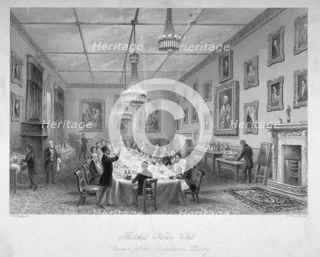 Interior of the Thatched House Tavern, St James's Street, London, c1840.                             Artist: John Le Keux