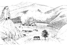 The Chin Expedition: burning of the village of Dimpi, in the Kanhow country, after its capture, 1890 Creator: Unknown.