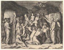 Moses Telling the Israelites to Gather the Manna and Moses Striking the Rock. Creator: Giulio Bonasone.