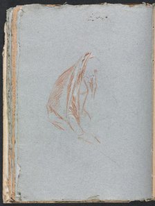 Verona Sketchbook: Female figure with cloak (page 40), 1760. Creator: Francesco Lorenzi (Italian, 1723-1787).