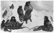Fuegians going to trade with the Patagonians, 1839. Artist: Unknown