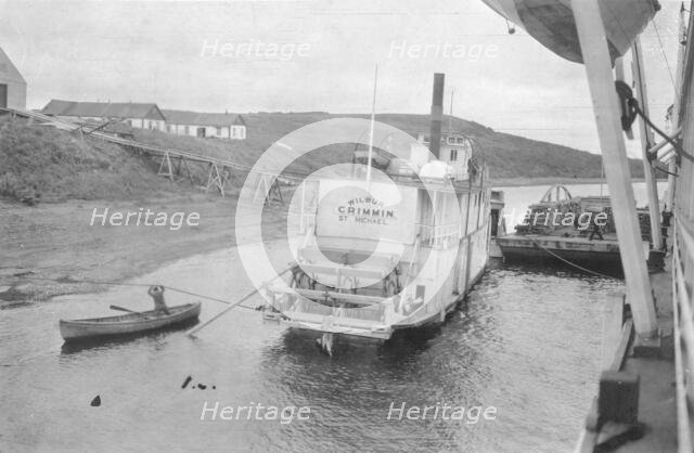 Steamboat, Wilbur Crimmin, St. Michael, from rear, at dock, between c1900 and 1916. Creator: Unknown.