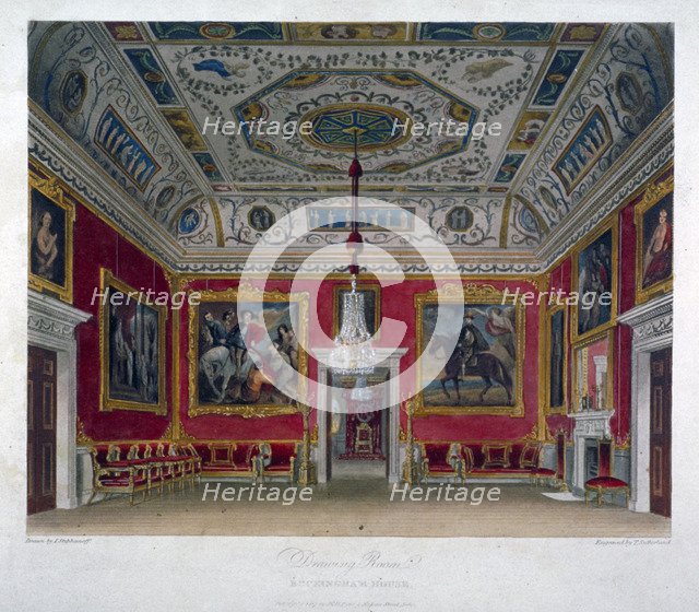 Interior view of the drawing room in Buckingham House, Westminster, London, 1817. Artist: Thomas Sutherland