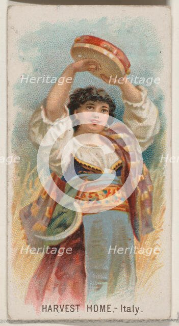 Harvest Home, Italy, from the Holidays series (N80) for Duke brand cigarettes, 1890., 1890. Creator: George S. Harris & Sons.