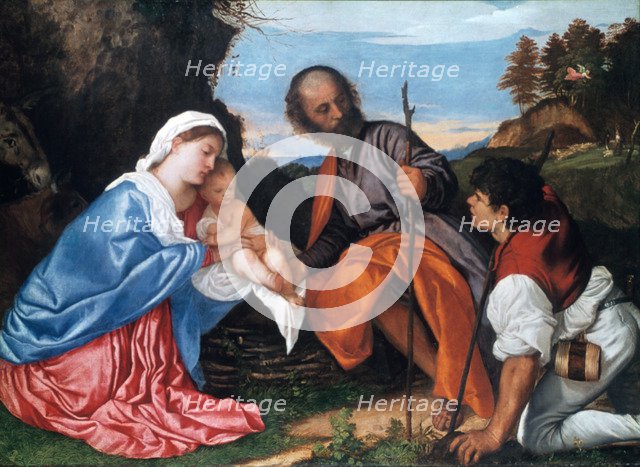 'The Holy Family with a Shepherd', c1510. Artist: Titian