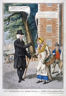 'The archbishop and the apple-woman or Lambeth nanny's opinion of a blessing', c1819. Artist: C Williams