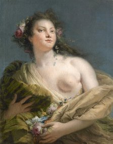 Portrait of a Lady as Flora, ca 1760. Creator: Tiepolo, Giambattista (1696-1770).