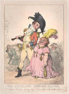 The Successful Fortune Hunter, or Captain Shelalee Leading Miss Marrowfat..., [1802], reissued 1812. Creator: Thomas Rowlandson.