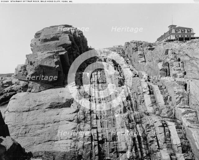 Stairway of Trap Rock, Baldhead (i.e. Bald Head) Cliff, York, Me., between 1900 and 1906. Creator: Unknown.