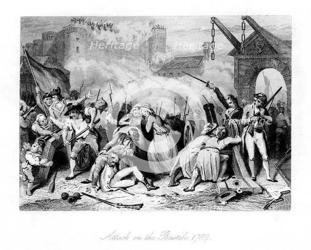 'Attack on the Bastille, 1789', (1845). Artist: Unknown